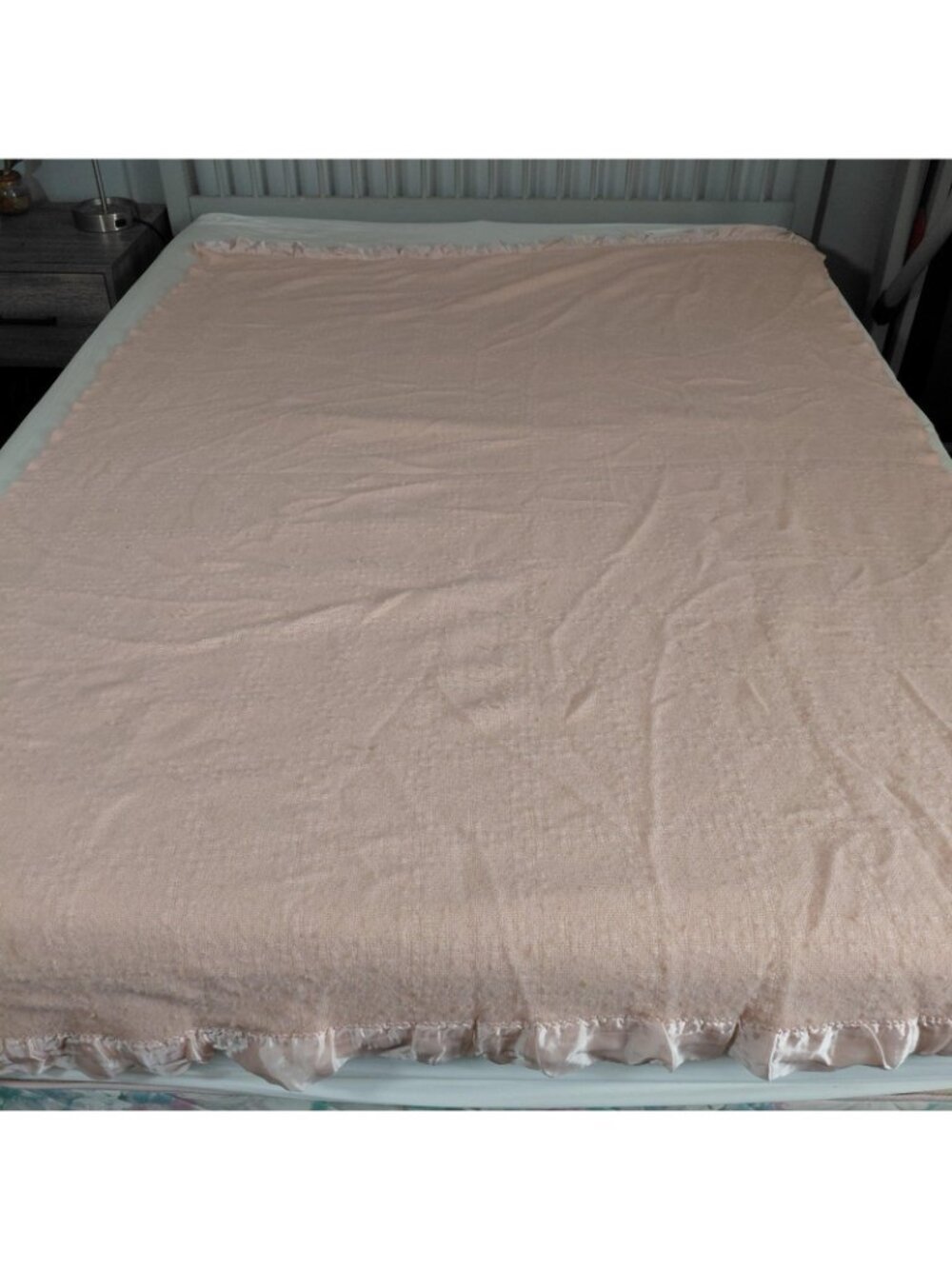 Faribo Blanket Throw Pink Wool Acrylic Satin Trim 81x55 Made USA Cozy Soft - Picture 2 of 8